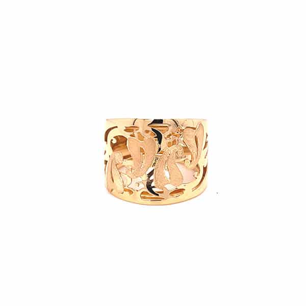 Anello a fascia fantasia lucido e satinato