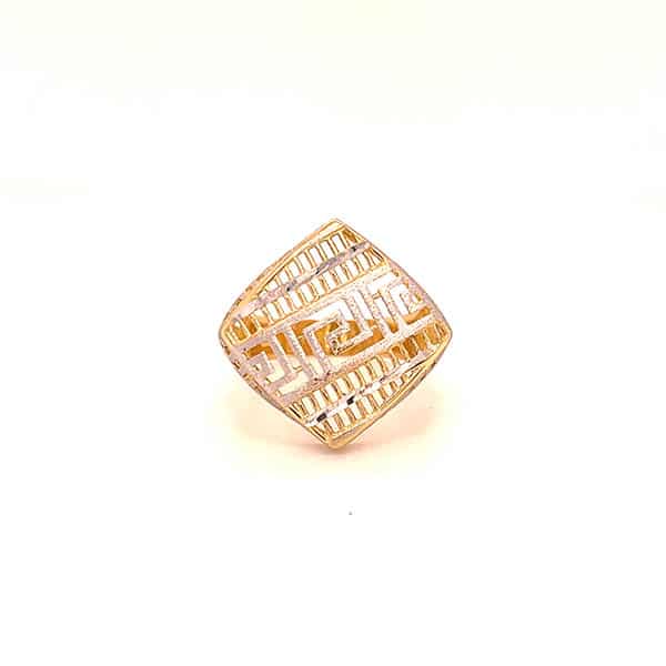 Anello in oro giallo e bianco fantasia