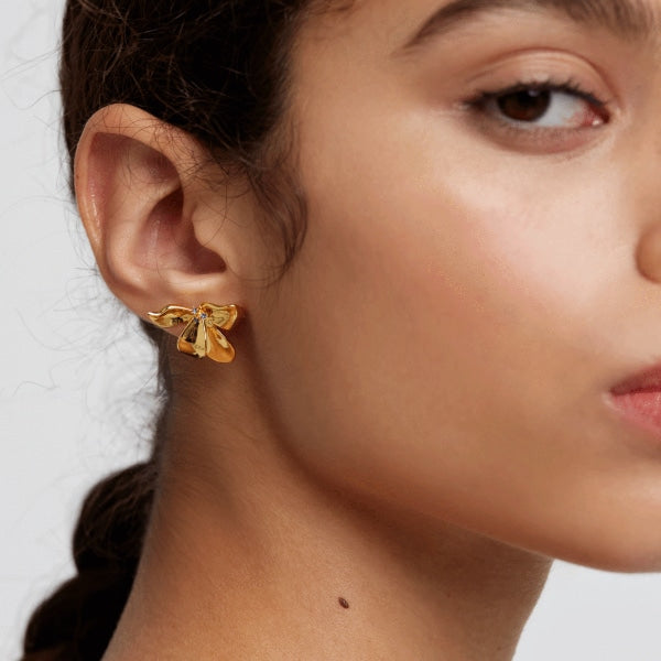 AR01-190-U BLOSSOM FLEUR GOLD EARRINGS