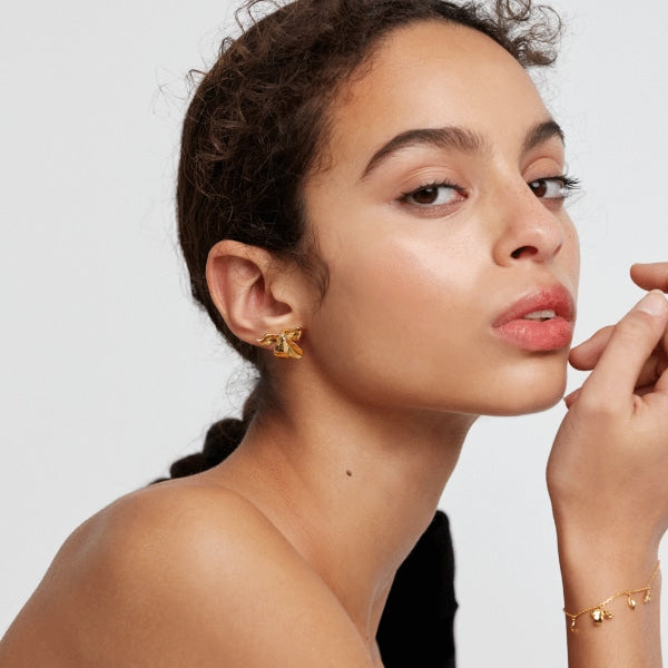 AR01-190-U BLOSSOM FLEUR GOLD EARRINGS