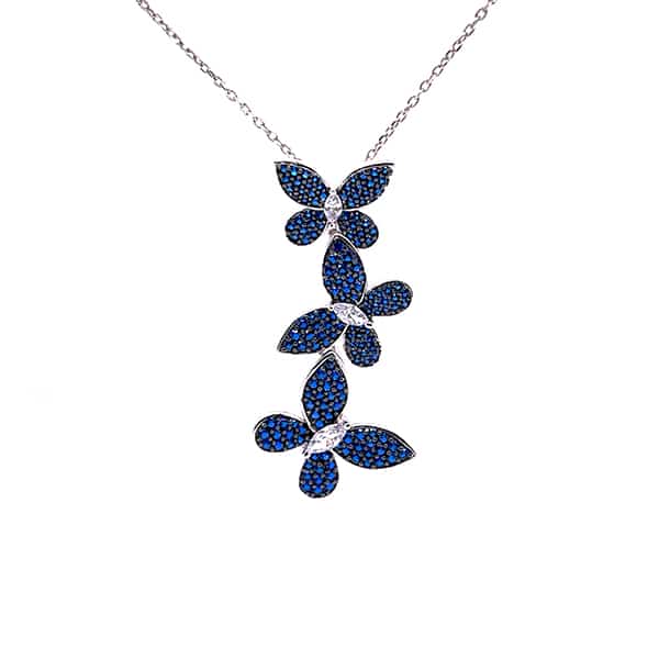 B101GCZA GIROCOLLO CON FARFALLE E PIETRE BLU