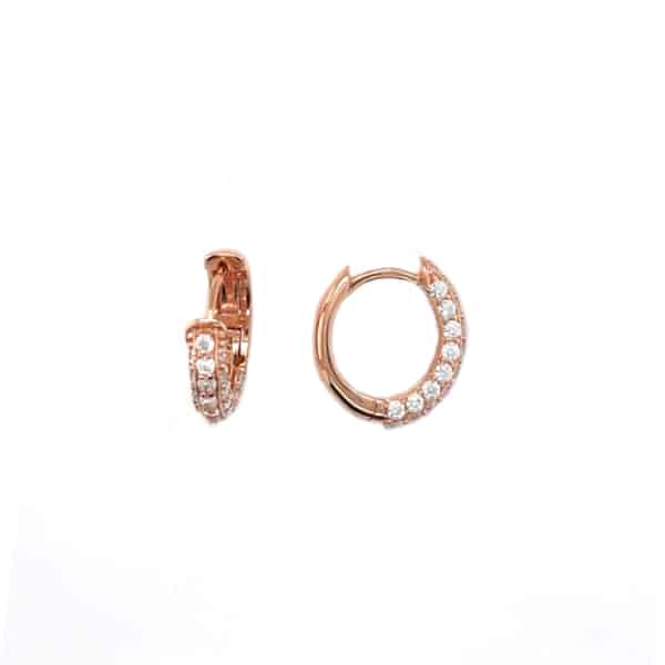 B209OR/4 pink earrings with white zirconia