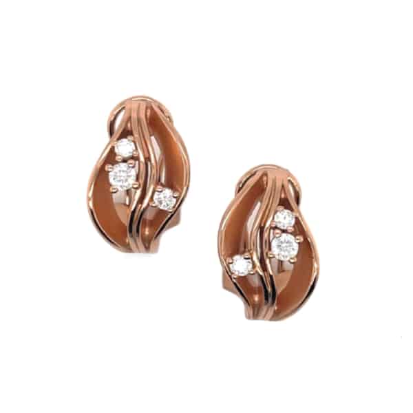 B238OR orecchini in oro rosato con zirconi bianchi