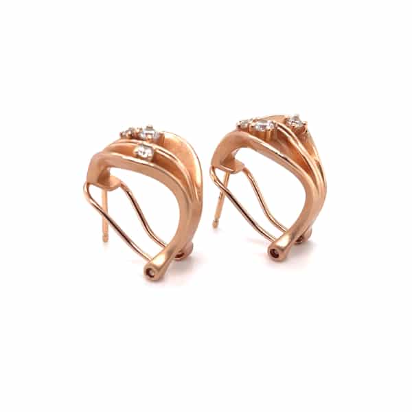 B238OR rose gold earrings with white zirconia