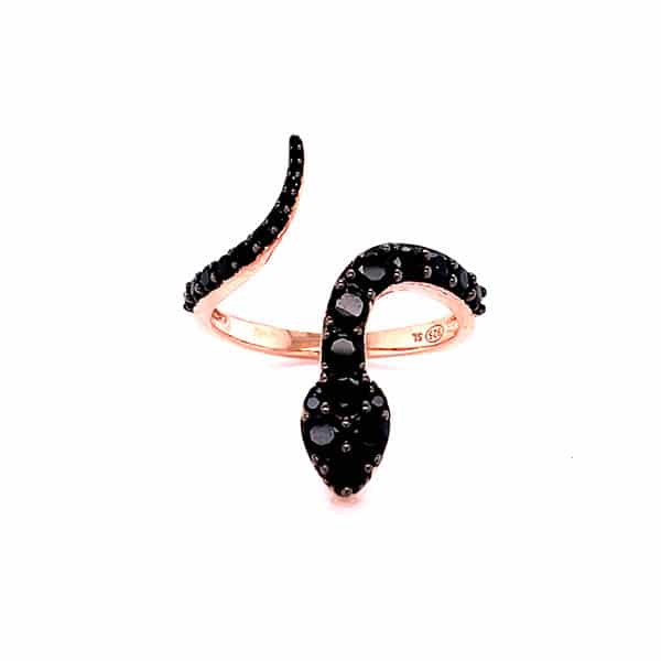 B247 ANELLO SERPENTE CON ZIRGONI NERI