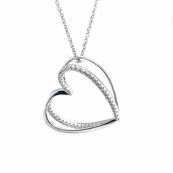B459GC catenina in argento con cuori e zirconi bia