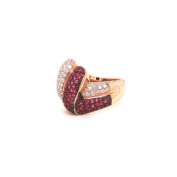 B500AN SILVER RING WITH PINK COLORED STONES