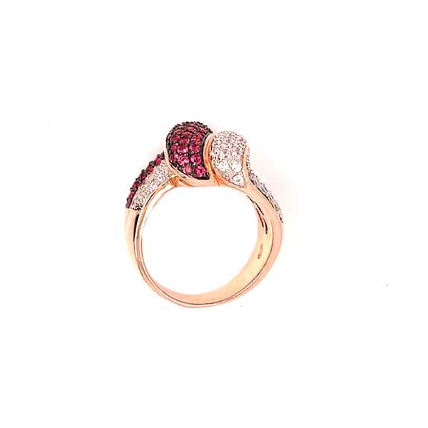 B500AN SILVER RING WITH PINK COLORED STONES