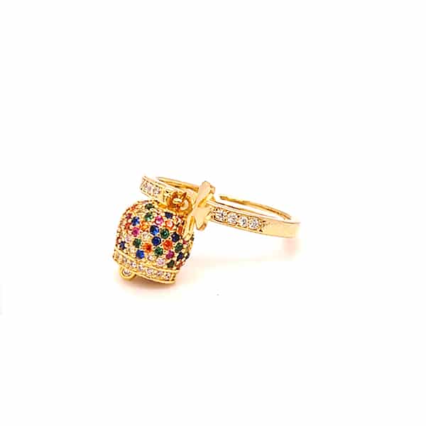 B501AN YELLOW GOLD PLATED RING WITH BELL