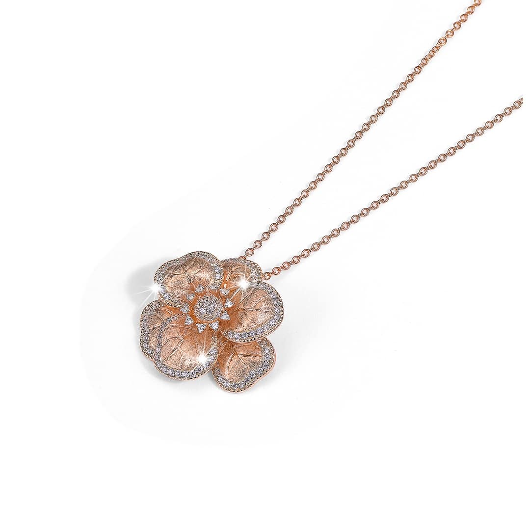 B65GC COLLANA CON FIORE ORO ROSATO
