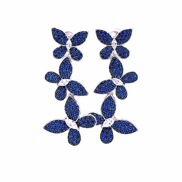 B702OR ORECCHINI IN ARGENTO FARFALLE PIETRE BLU