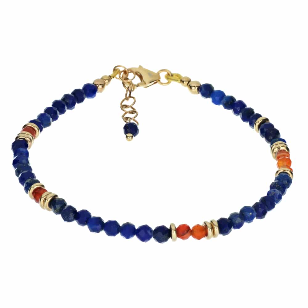 bracciale della collezione cromatica con lapislazzuli e corniola.