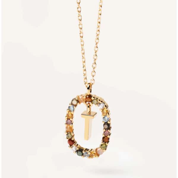 co01-279-u Letter T Gold Necklace