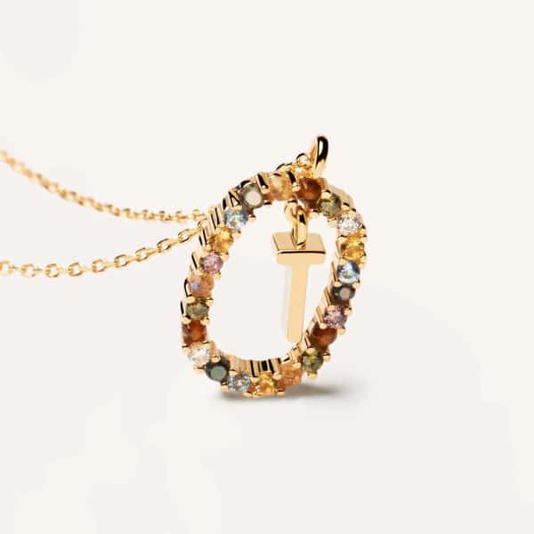 co01-279-u Letter T Gold Necklace
