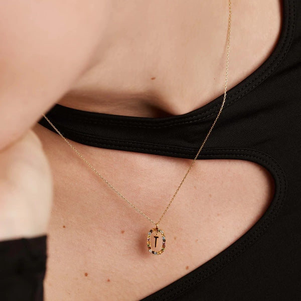 co01-279-u Letter T Gold Necklace