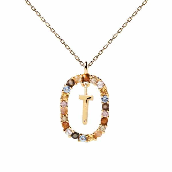 co01-279-u Letter T Gold Necklace