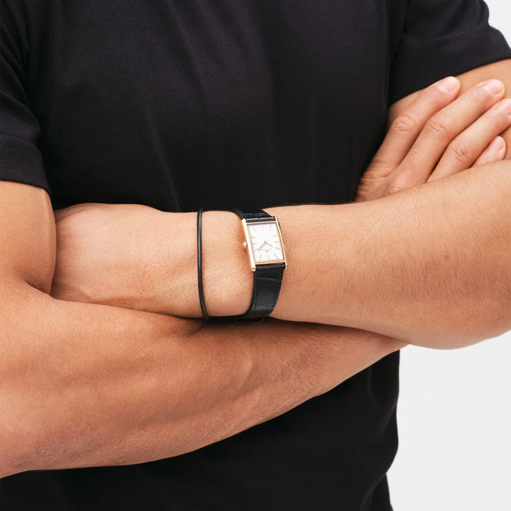 dw00100693 Bound Black Crocodile Rose Gold