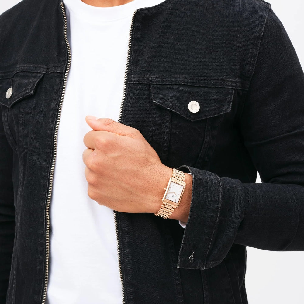 dw00100699 rectangular watch rose gold dial