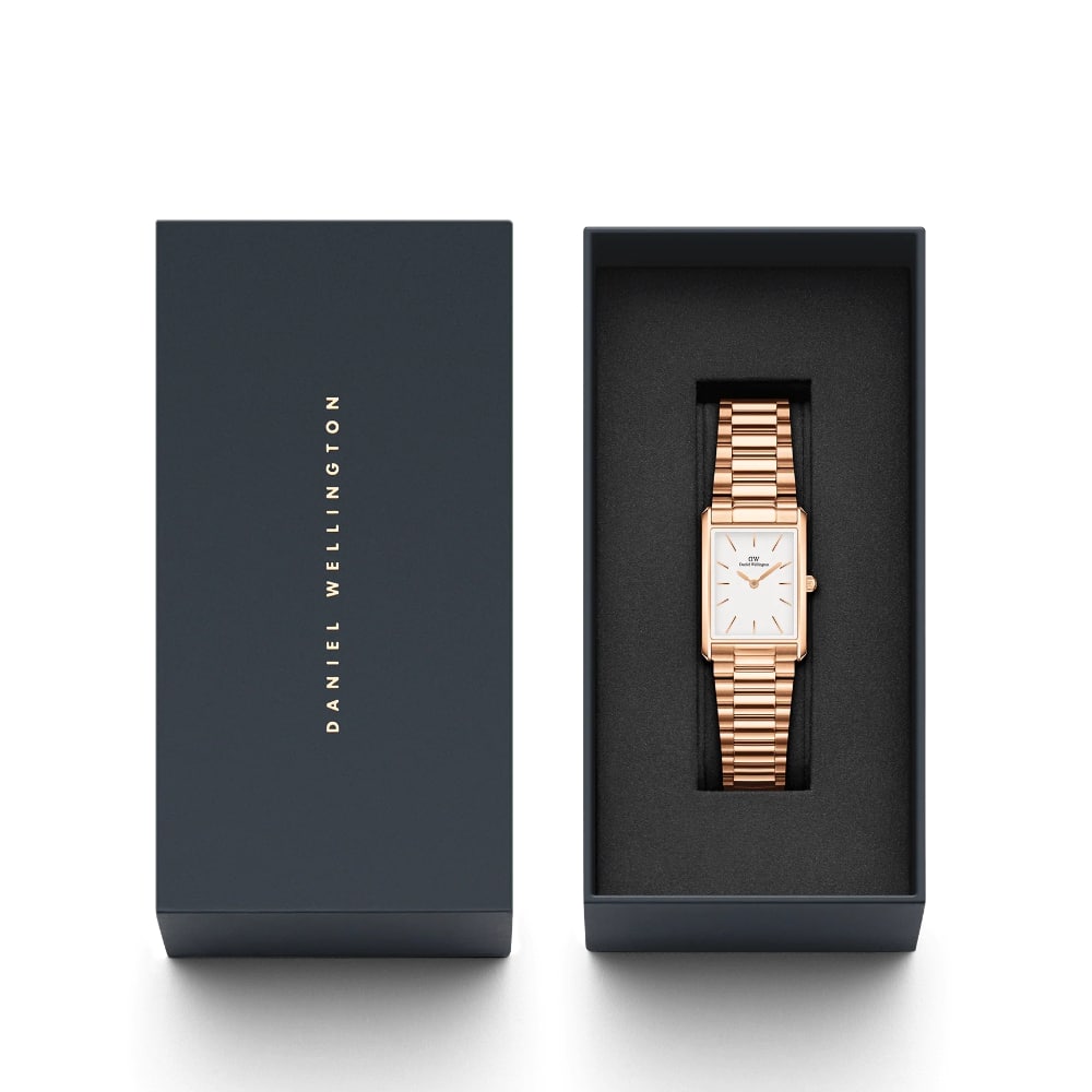 dw00100699 rectangular watch rose gold dial