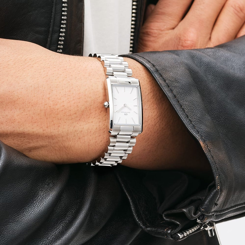 dw00100701 square watch silver white dial