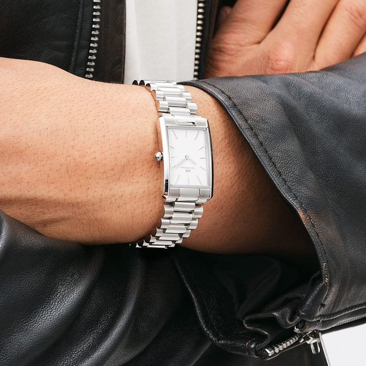 dw00100701 square watch silver white dial