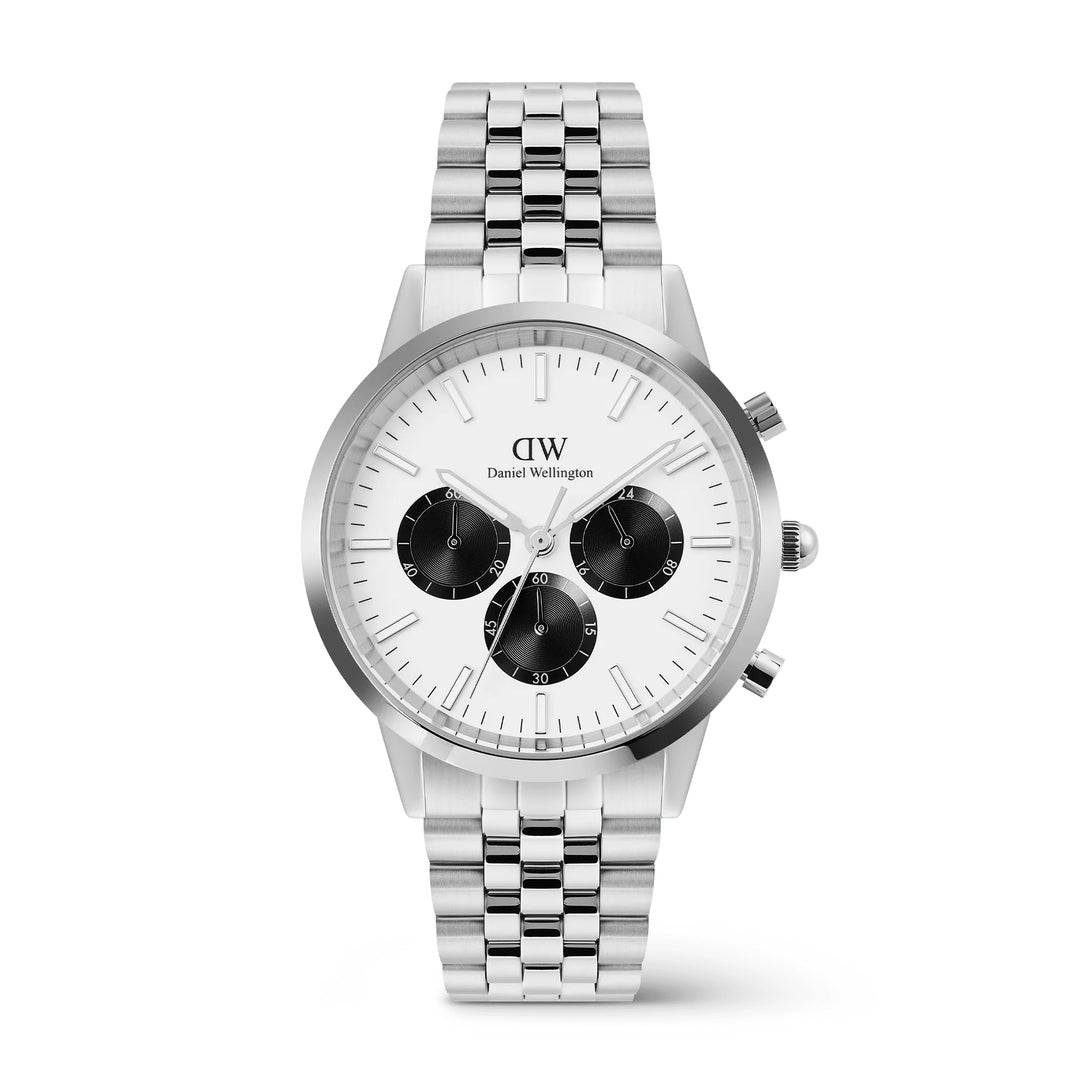 dw00100872 dw iconic chronograph panda silver 42mm