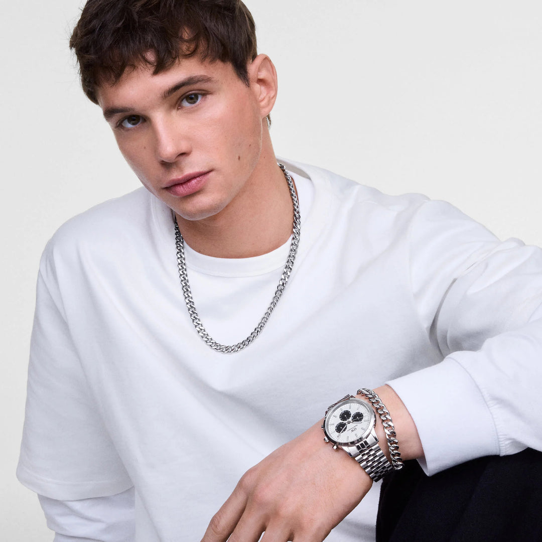 dw00100872 dw iconic chronograph panda silver 42mm