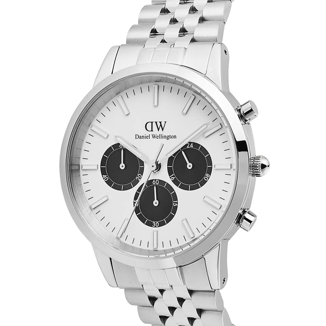 dw00100872 dw iconic chronograph panda silver 42mm