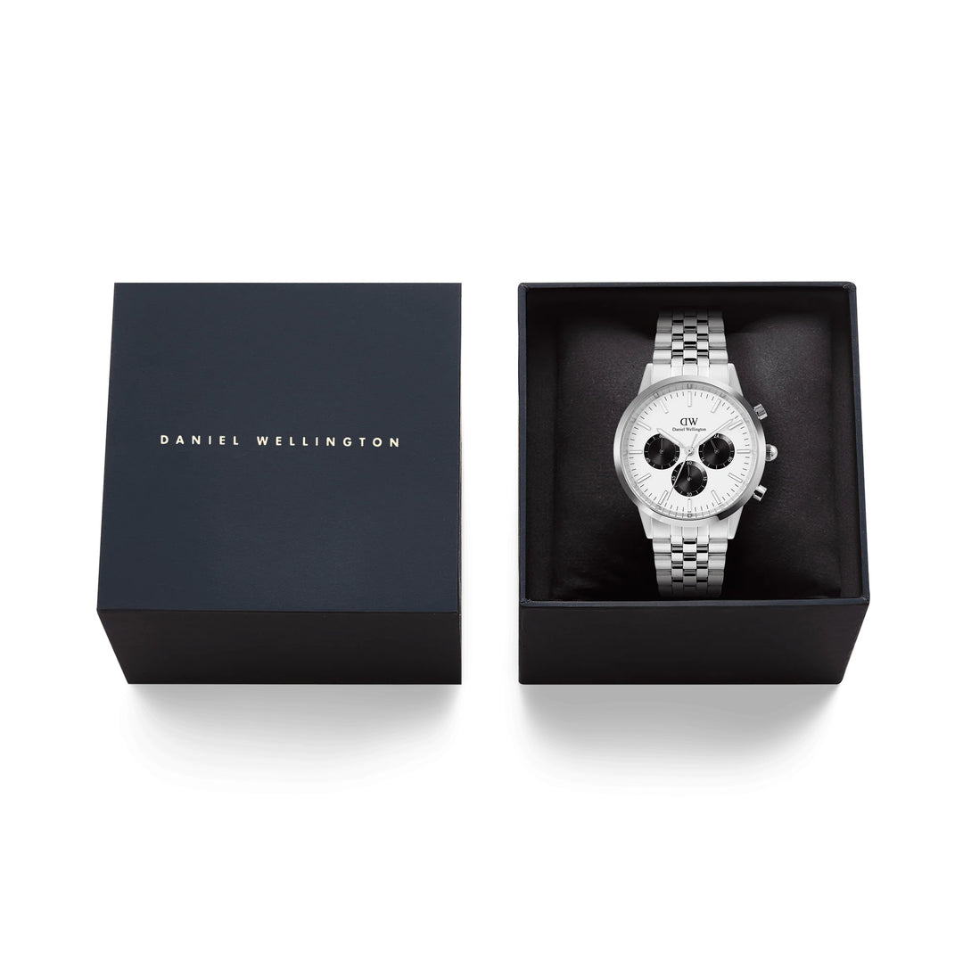 dw00100872 dw iconic chronograph panda silver 42mm