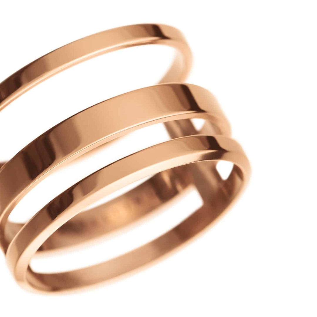 Elan triad ring rose gold
