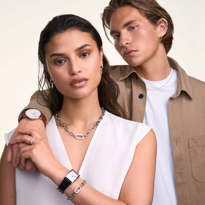 dw00400607 Dw Crystal Link Necklace Silver