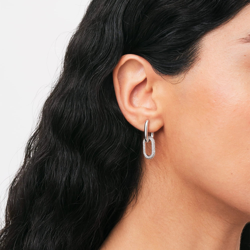 dw00400612 Dw Crystal Link Earrings Silver