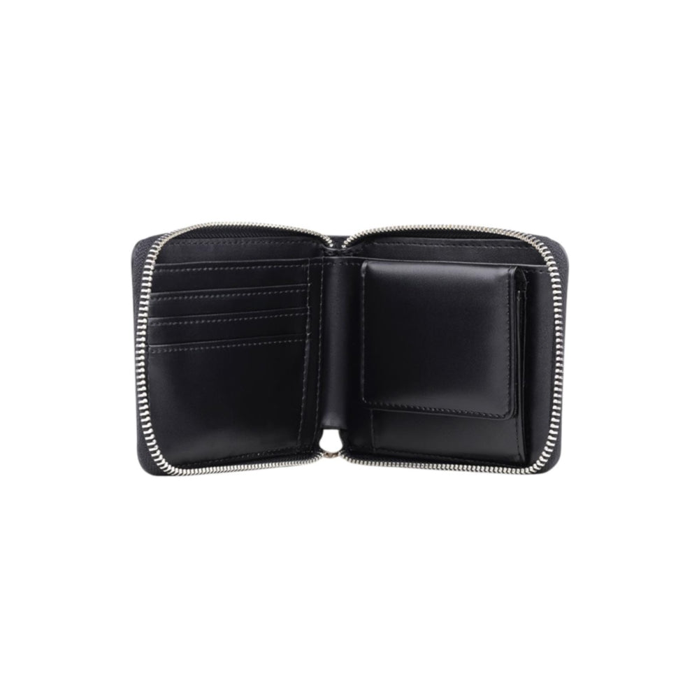 dw01900040 Round zip wallet with handle black smooth 13x9.5cm