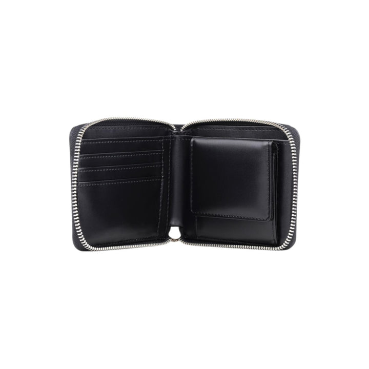 dw01900040 Round zip wallet with handle black smooth 13x9.5cm