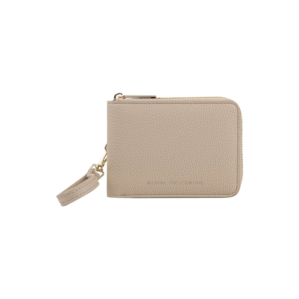 dw01900041 Round zip wallet with handle cream tumbled 13x9.5cm