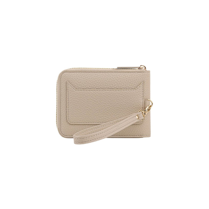 dw01900041 Round zip wallet with handle cream tumbled 13x9.5cm