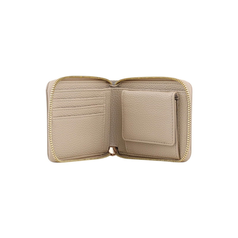 dw01900041 Round zip wallet with handle cream tumbled 13x9.5cm