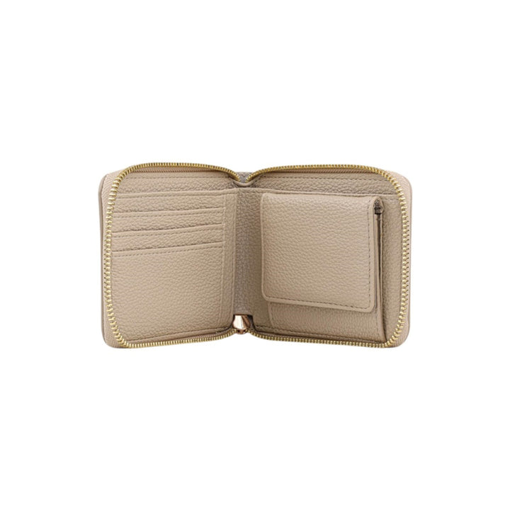 dw01900041 Round zip wallet with handle cream tumbled 13x9.5cm