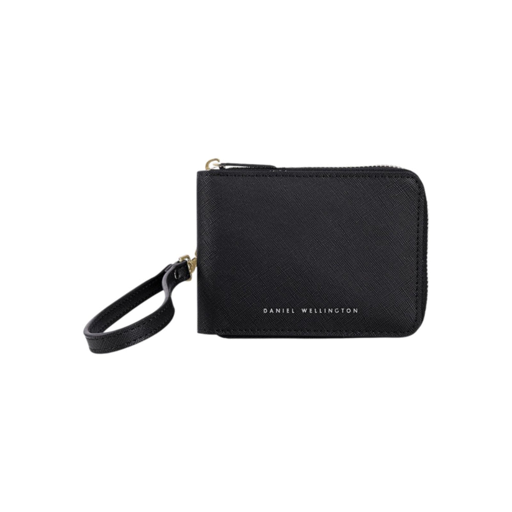 dw01900078 Round zip wallet with handle black saffiano 13x9.5 cm