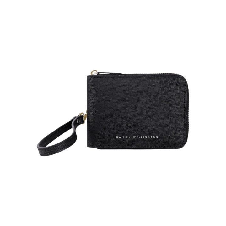 dw01900078 Round zip wallet with handle black saffiano 13x9.5 cm
