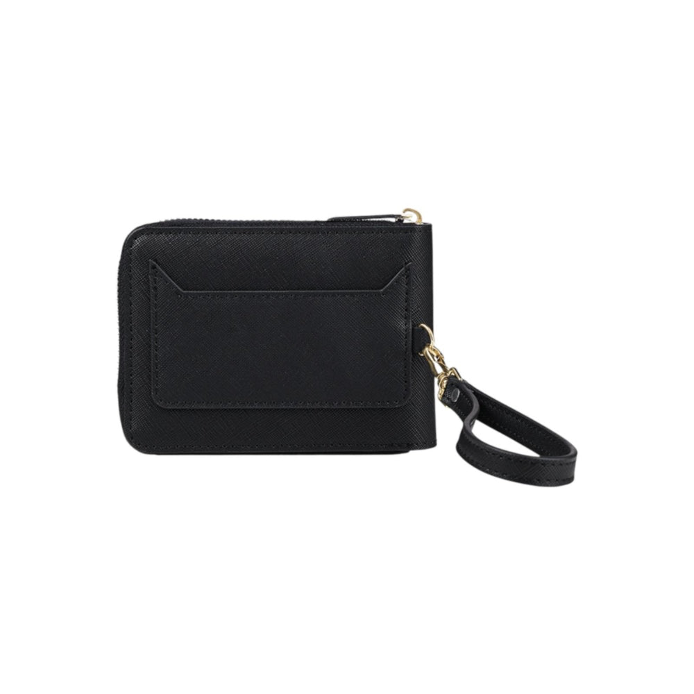 dw01900078 Round zip wallet with handle black saffiano 13x9.5 cm