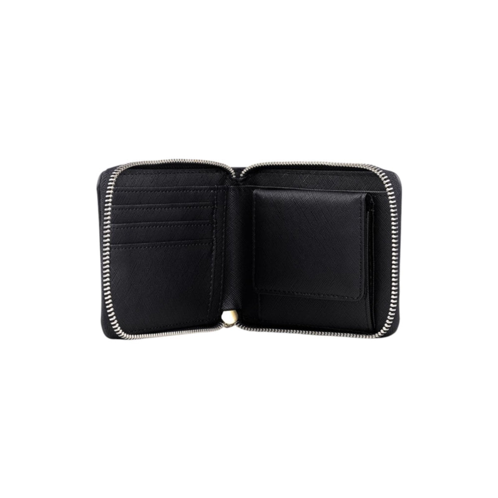 dw01900078 Round zip wallet with handle black saffiano 13x9.5 cm