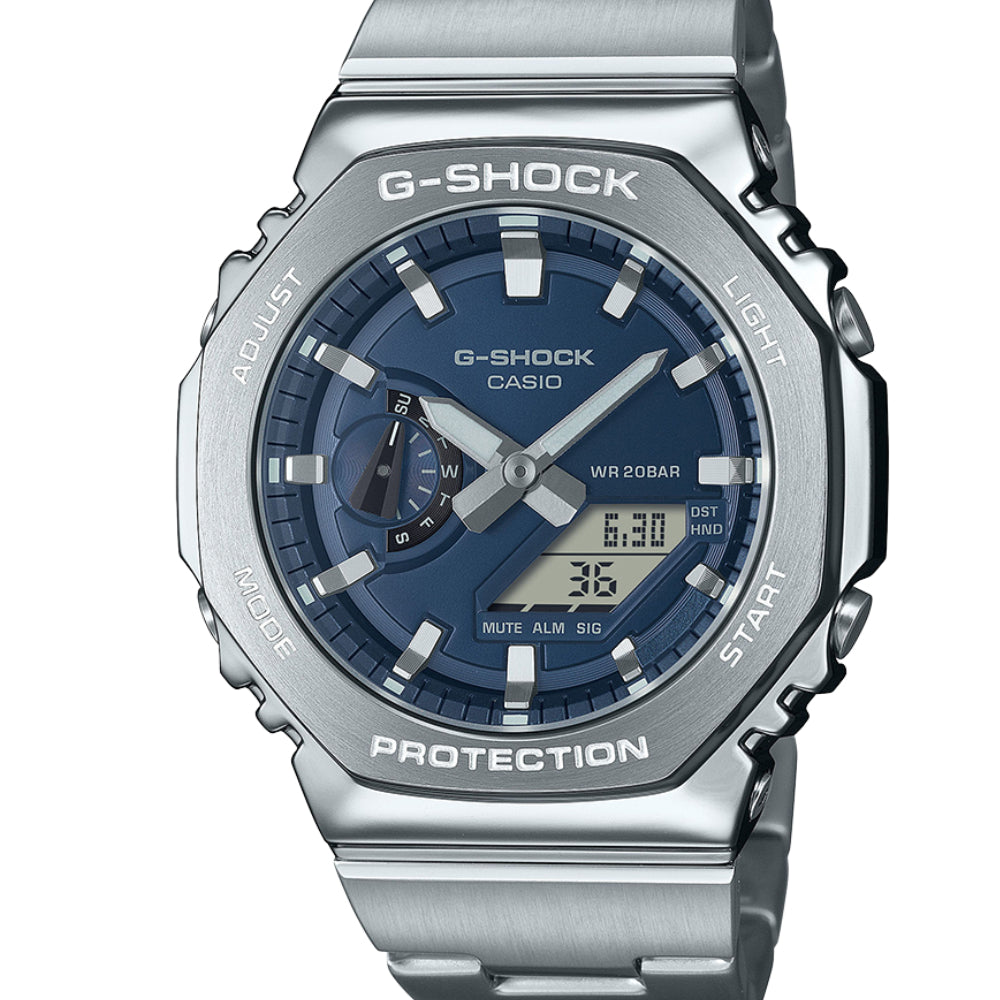 gm-2110d-2ber g-shock men's steel blue dial