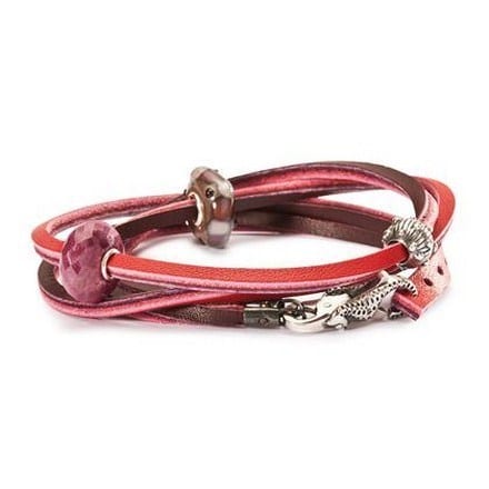 TLEBR-00024 BRACCIALE CUOIO ROSSO/BORDEAUX CM 45