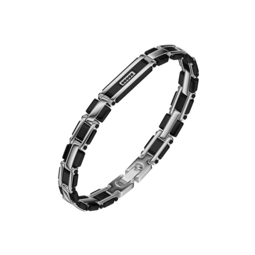 perb09bw Steel bracelet with diamonds