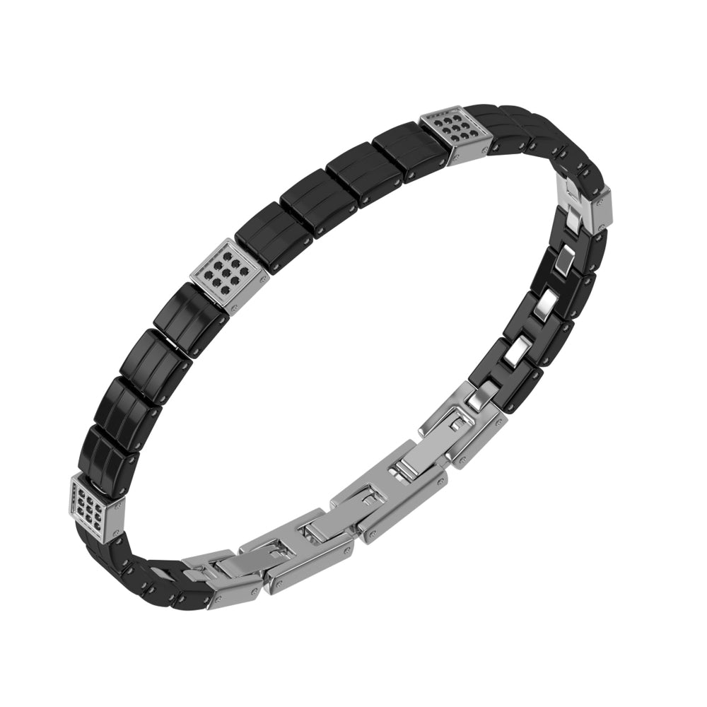 perb23bw Steel bracelet with diamonds and 0.36 ct