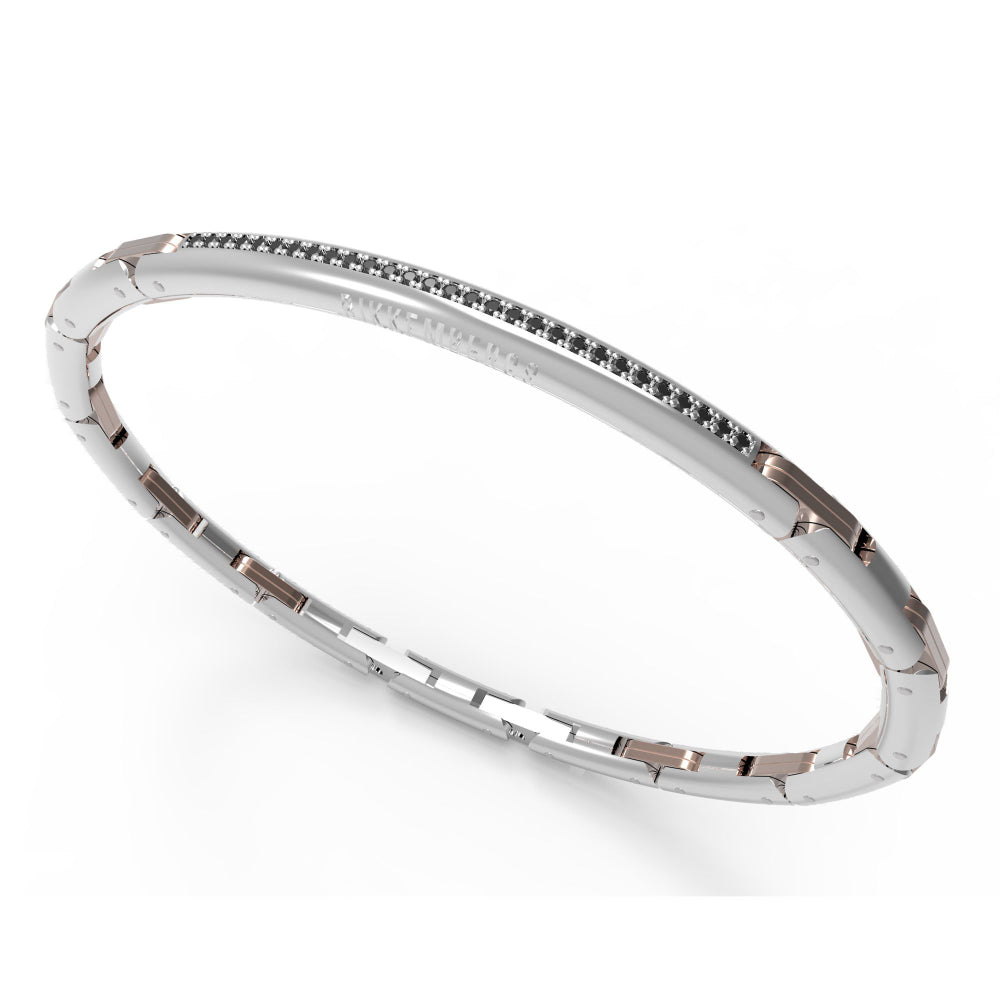 perb25br Steel bracelet with green diamonds