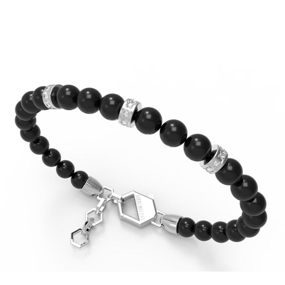 perb28ww Steel, ceramic and green diamond bracelet