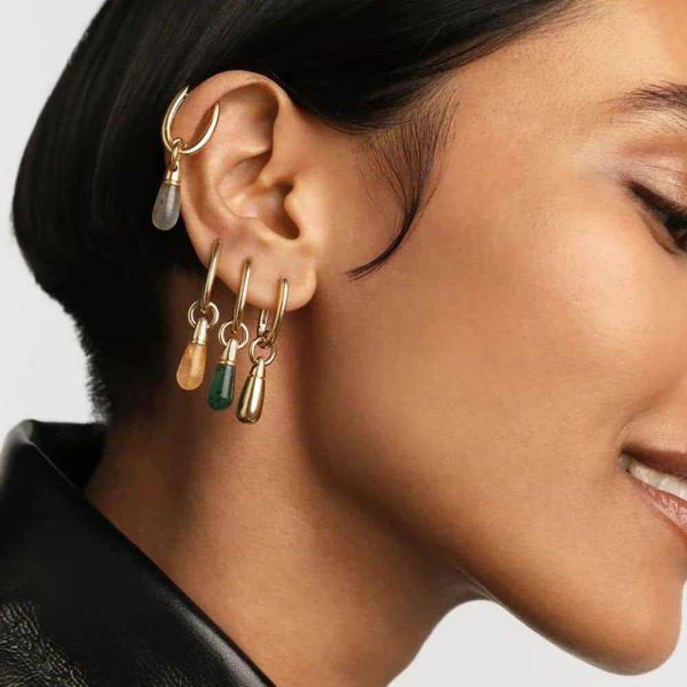 pg01-095-u single aventurine hoop earring