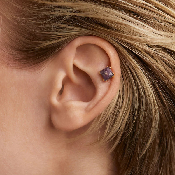 Suki charoite Single Earrings